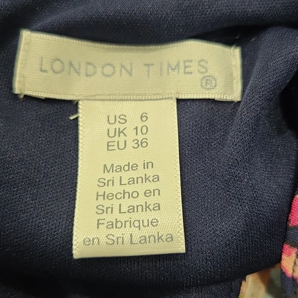 London Times Women's Ruffled Chiffon Flowy Floral Faux Wrap Maxi Dress Size 6 - Picture 9 of 10